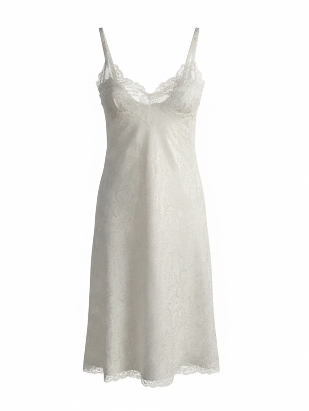 Lace Trim Slip Dress - White